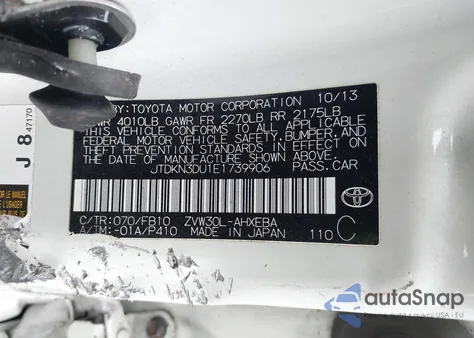 2014 Toyota Prius Two z USA, uszkodzony, nr VIN JTDKN3DU1E1739906